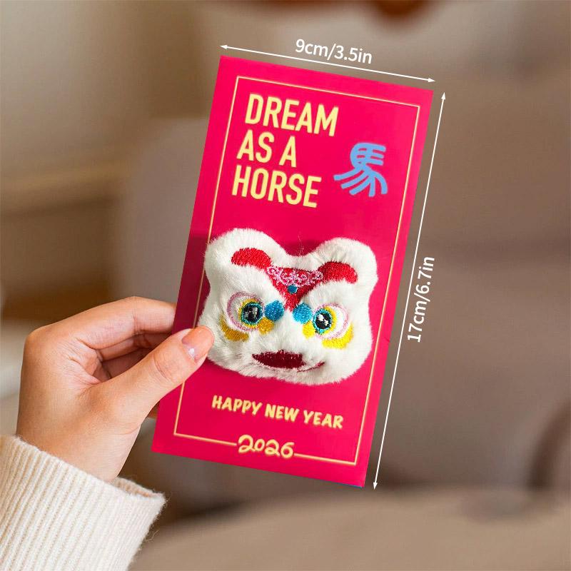 Horse 1Pc Year Red Envelope Lucky Money Pouch Chinese Spring Festival Money Pouch New Year Gift Red Pocket For Kids Adults Children's Birthday Gift