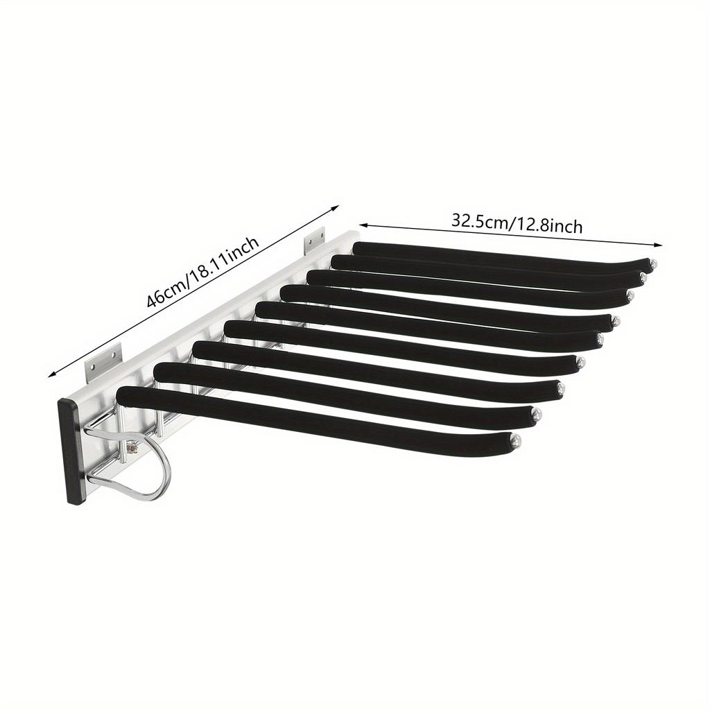9-Rod Slide-Out Pants Rack – Heavy Duty Wardrobe Organizer with Anti-Slip Flocking – Black/Silver