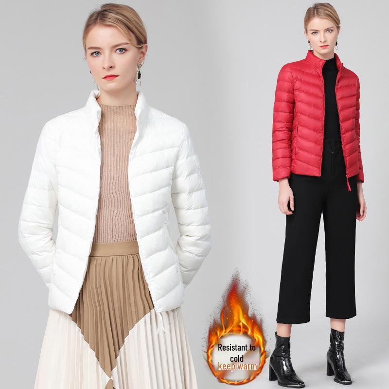 Women's Lightweight White Duck Down Jacket - 2026 Autumn/Winter, Warm Versatile Outerwear with Stand Collar