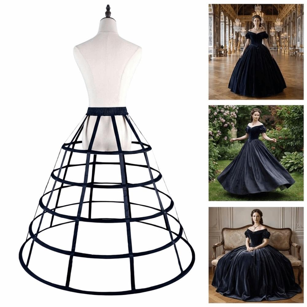 5-Reif-Lolita-Krinoline Elastischer Bund Braut Hochzeitskleid Futter Viktorianischer Unterrock Königsrobe