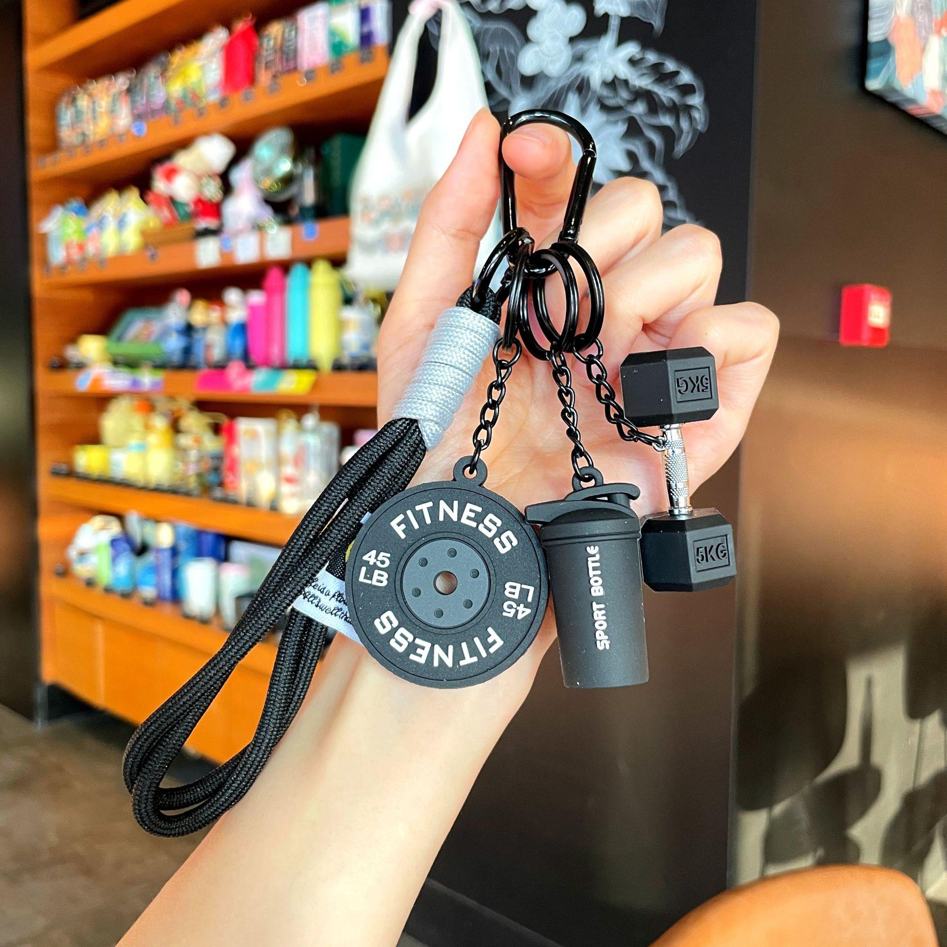 

Detachable Barbell Plates Keychain Water Cups INS Simulation Dumbbells Keyring Creative Dopamine Fitness Series Pendant