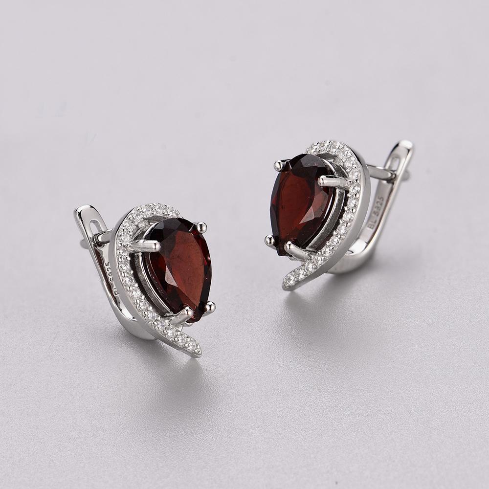Bolaijewelry Natural Mozambique Garnet Pear 7*10mm Gemstone Earrings 925 Sterling Silver Fashion Woman Fine Jewelry