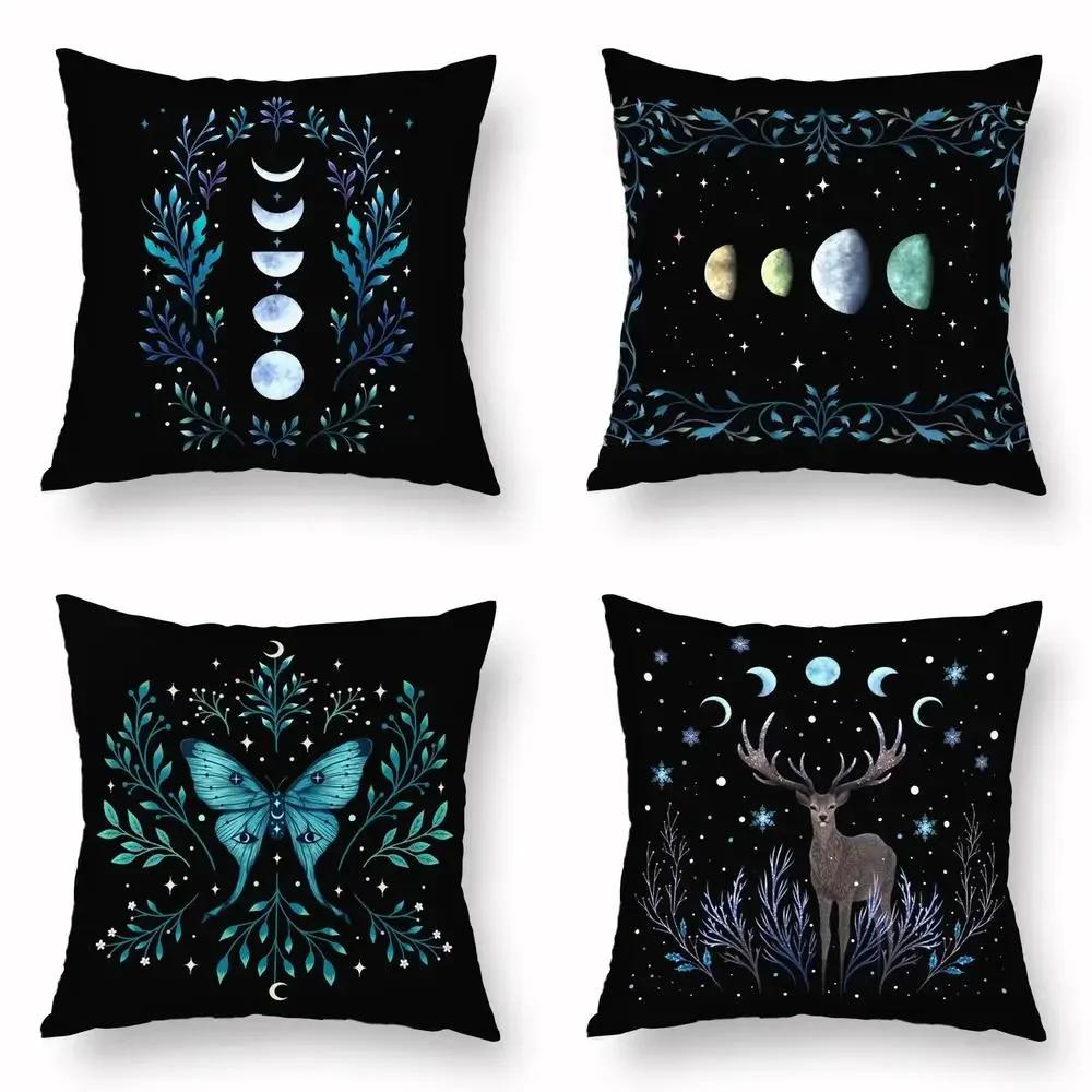 Home Decor Moon Phases Magical Creatures Pillow Covers Pattern Cushion Cover Suitable For Sofa Bedroom Car Pillow Cover
