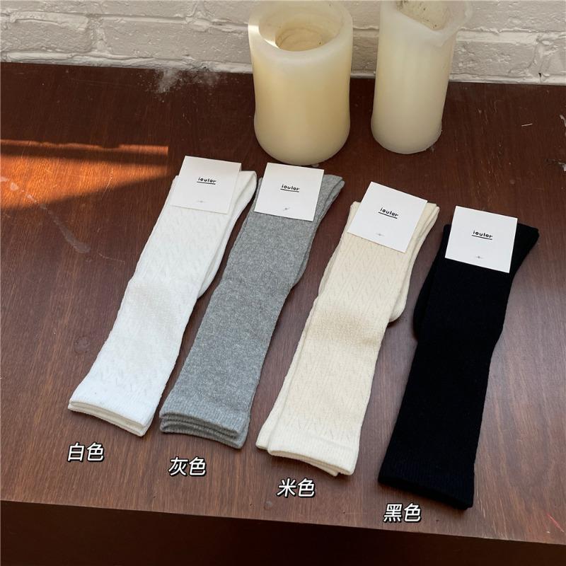Women's New Sweet Hollow Mesh Solid Color Long Leg Socks