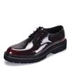 Men's British Style Patent Leather Derby Shoes - Formal Lace-up with Thick Sole & Round Toe