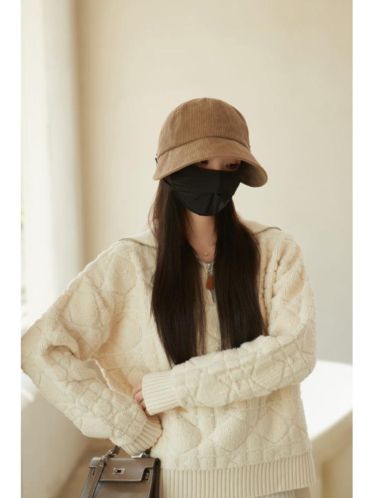 New Equestrian Hat Pleated Corduroy Bucket Hat Autumn New Sunscreen Hat Basin Hat Fit for Outdoor, Casual & Formal Events