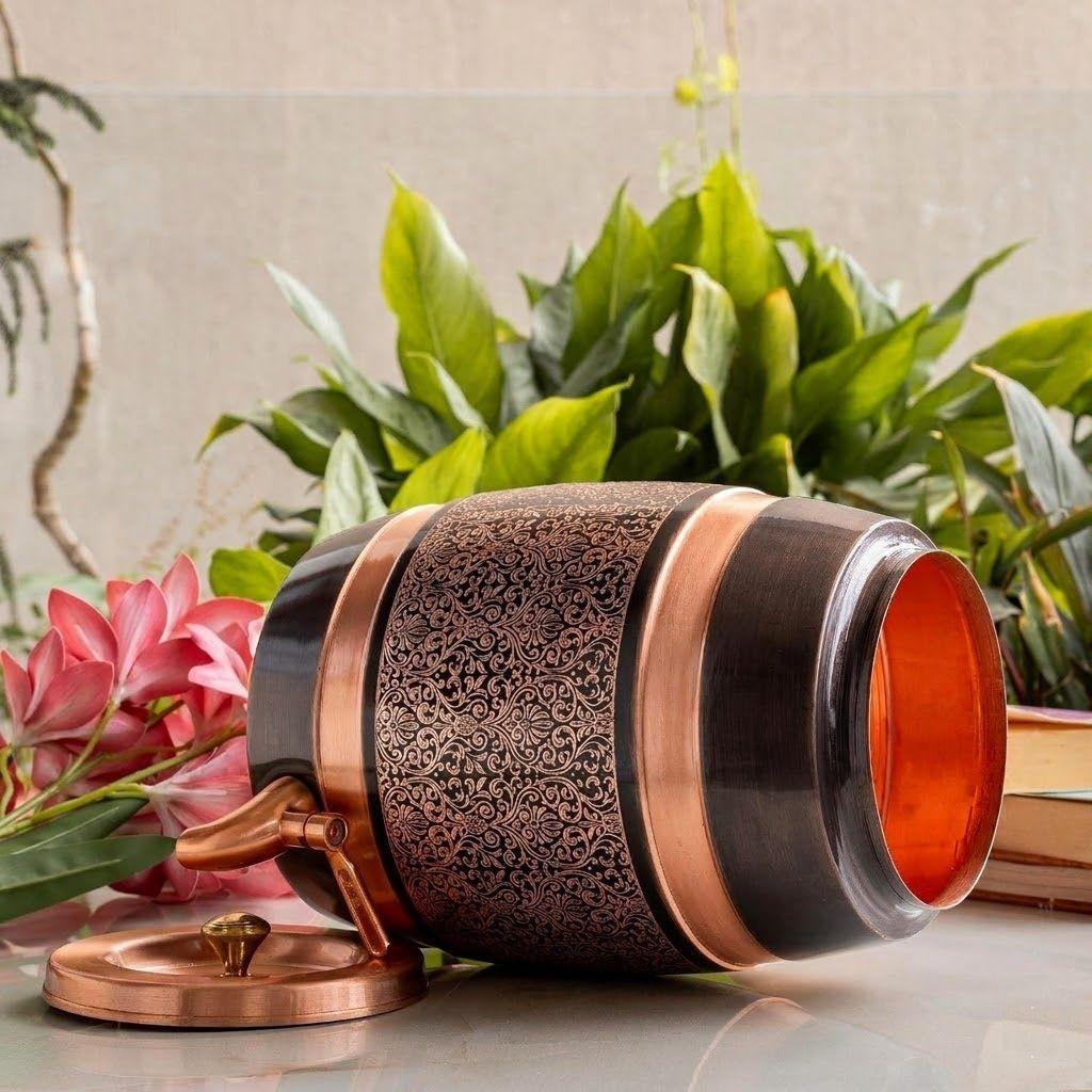 Pure Copper Water Pot with Tap, 5 Liters for Home, Kitchen, Restaurant & Gifting
