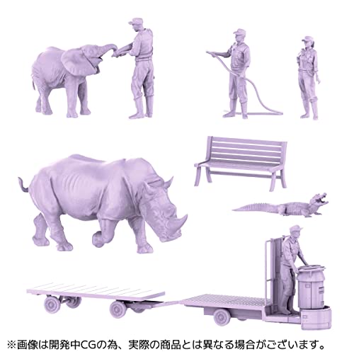Kaiyodo ART PLA Zookeeper and White Rhino Set, Unpainted and Unassembled Plastic Model Kit AP006