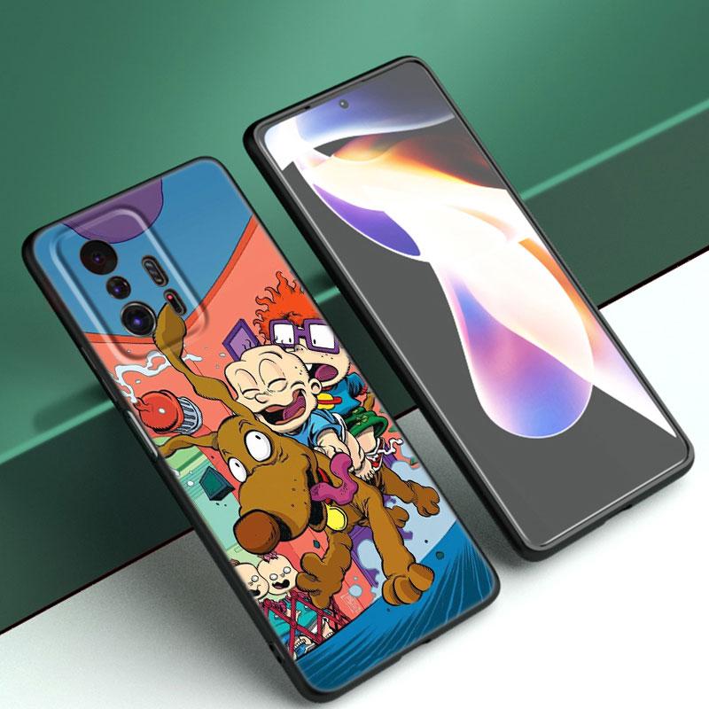 Cartoon R-Rugrats Black Silicone Phone Case For Xiaomi Mi 9 SE 8 10 10T 11 12 13 Lite 9T 11T 12S 12T 13T 14 Pro 5G NE 11i 12X