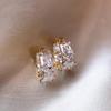 Korean Fashion Sparkling Zircon High-end C-shaped Earrings For Women Unique Design For Daily Wear Elegant Zircon Gifts