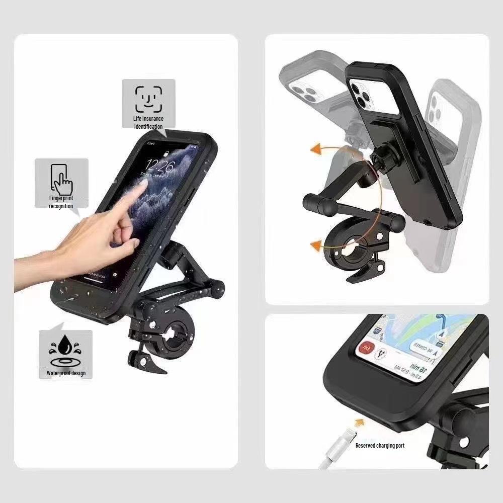 Waterproof Shockproof Phone Holder for Motorcycle & Bicycle Handlebars with Rainproof Telescopic Bracket