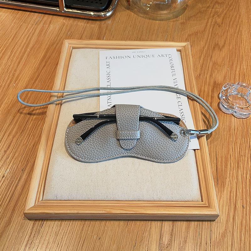 Halsband Tragbare Brillen Tasche Für Männer Frauen Myopie Brillen Schutzhülle Einfache Leder Sonnenbrillen Etui Aufbewahrungstasche