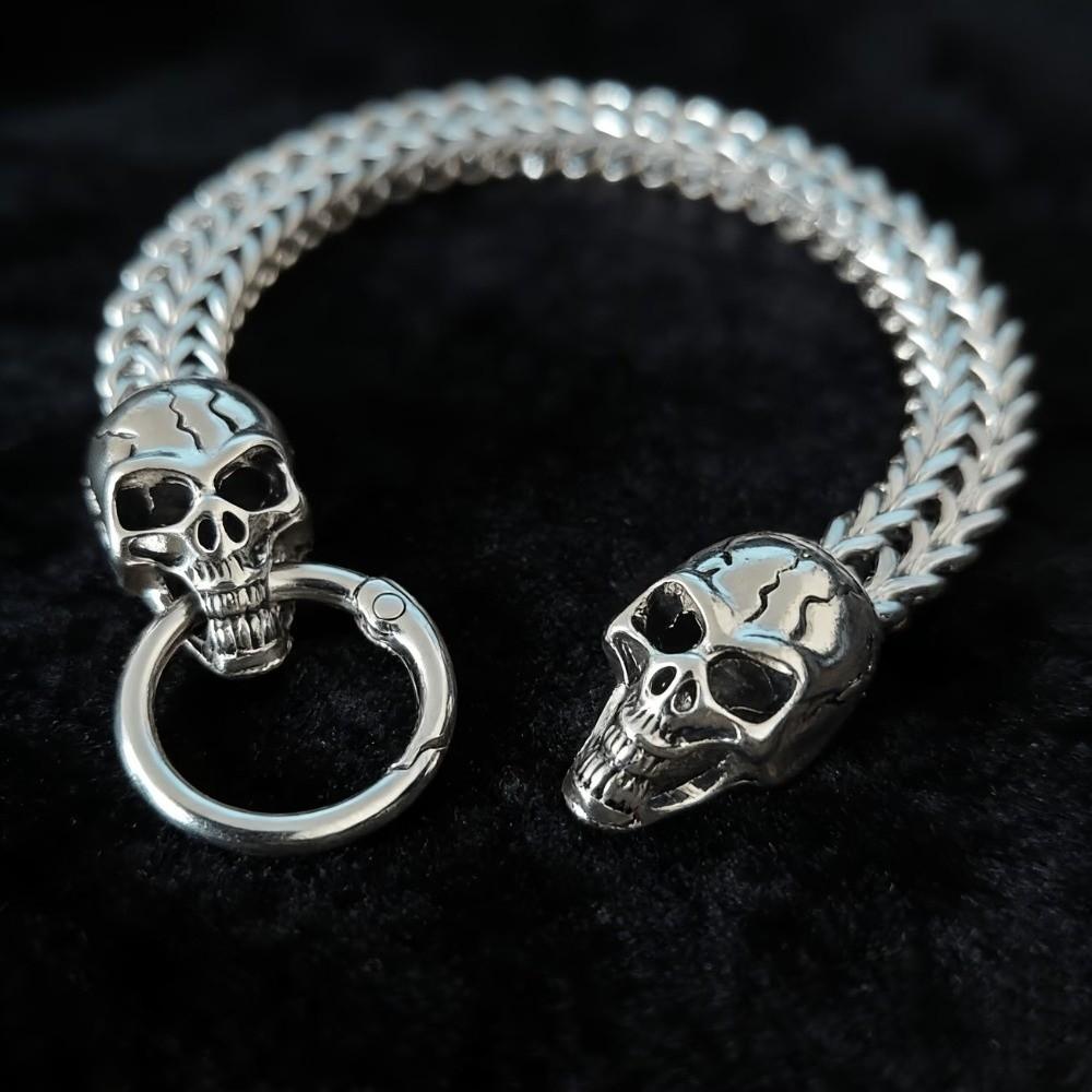 Gothic Style Skull Punk Bracelet Vintage Retro Men Shiny Finish Bracelet Halloween