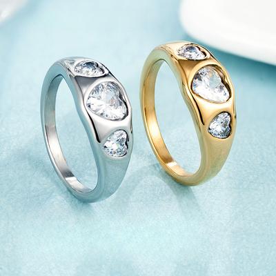 Love Zircon Diamond Ring Women's Niche High-end Light Luxury Ring Titanium Steel Electroplating Jewelry