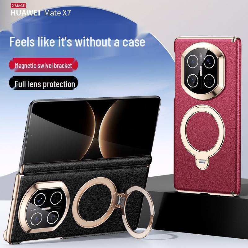 Huawei MateX7 Magnetic Suction Case: Center Shaft, X6 Pivot, Precise 360° Bracket, X5 Leather, Drop-Proof