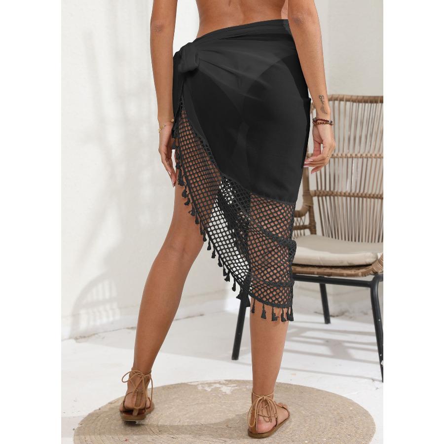 Women's Long Beach Sarong - Flowy Chiffon Wrap Skirt with Tassel, One Piece Swimwear Cover Up 0997