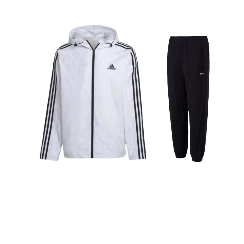 

Adidas Three Stripe Printed Logo Zip-Up Hooded Jacket And Long Pants Casual Sports Set Unisex Sports Set JX9405+-IB0382 S