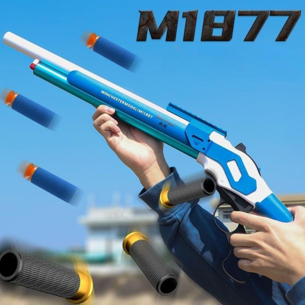M1887 Soft Bullet Shell Ejecting Toy Gun Can Be Fired Manual Launcher Model Christmas Birthday Gift for Children Adults