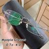 Titanium Alloy Square Rimless Myopia Glasses Unisex Prescription Eyewear 0 TO -5.0 Lightweight Durable
