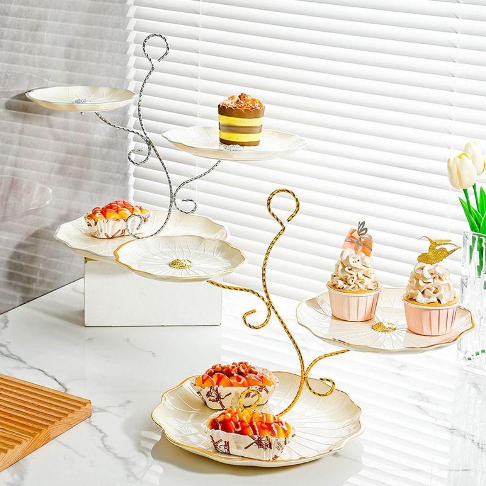 Tavă de Servire cu 3 Nivele de Capacitate Mare Ușor de Curățat Farfurie cu Fructe cu Trei Straturi Nuntă