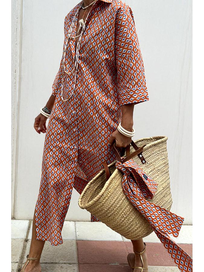 

Женское новое полосатое платье-рубашка с кардиганом и отложным воротником, рукав пять четвертей (Модель 8061) Small красный/алмаз