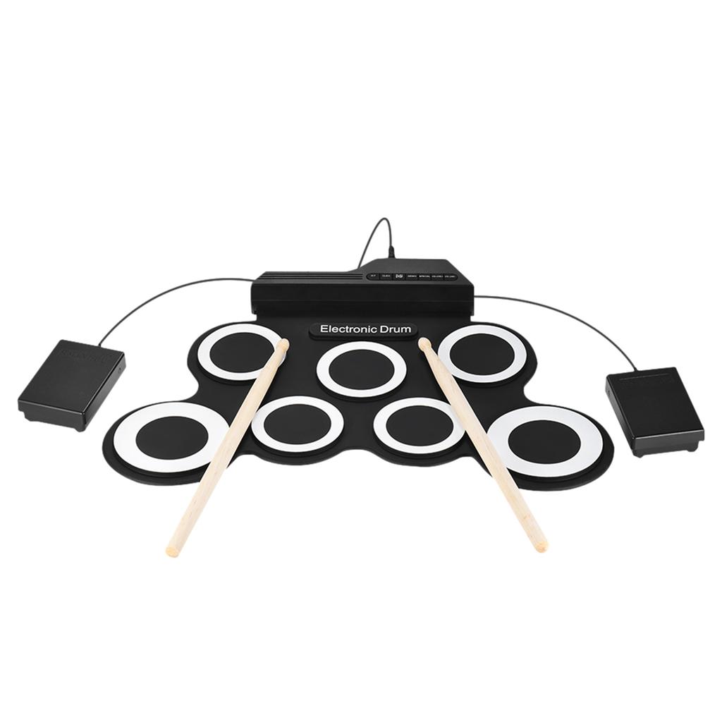 Tragbares digitales elektronisches Roll-Up-Drum-Set in kompakter Größe, 7 Silikon-Drum-Pads, Stromversorgung über USB