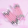 5Pcs Hollow-out Carving Double-ended Pink Rhinestone Nail Art Silicone Pen Nail Art Shaping Embossing Pen Nail Art Tool