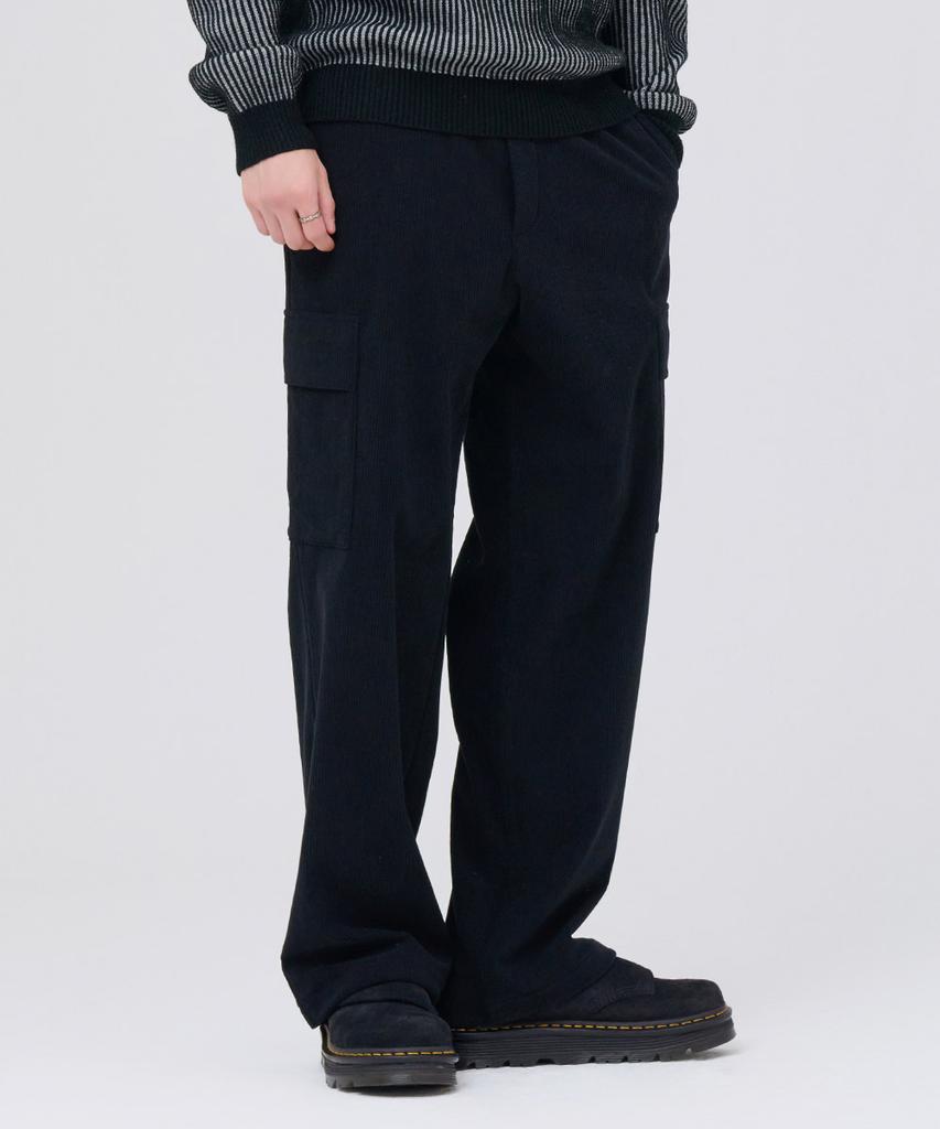 CHASECULT Men'S Corduroy Wide Cargo Pants - Black
