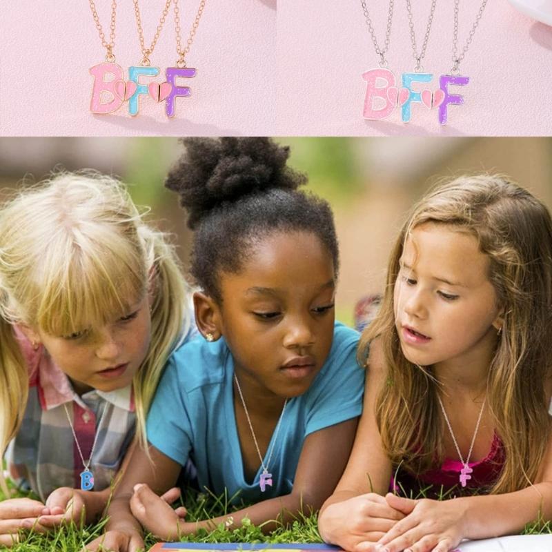 Heart Splicing Good Friend Necklace Set Fashion Clavicle Chain for 3 Girl Sister