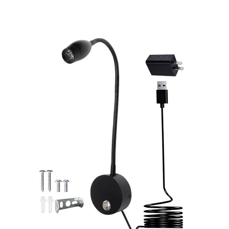 3W LED Gooseneck Wall Light with Touch Dimming for Bedside and Hotel Reading