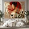 Japanese Female Samurai Art Tapestry - Ukiyo-E Style Wall Hanging For Bedroom, Living Room, Dorm, Aesthetic Home Decor, Unique G