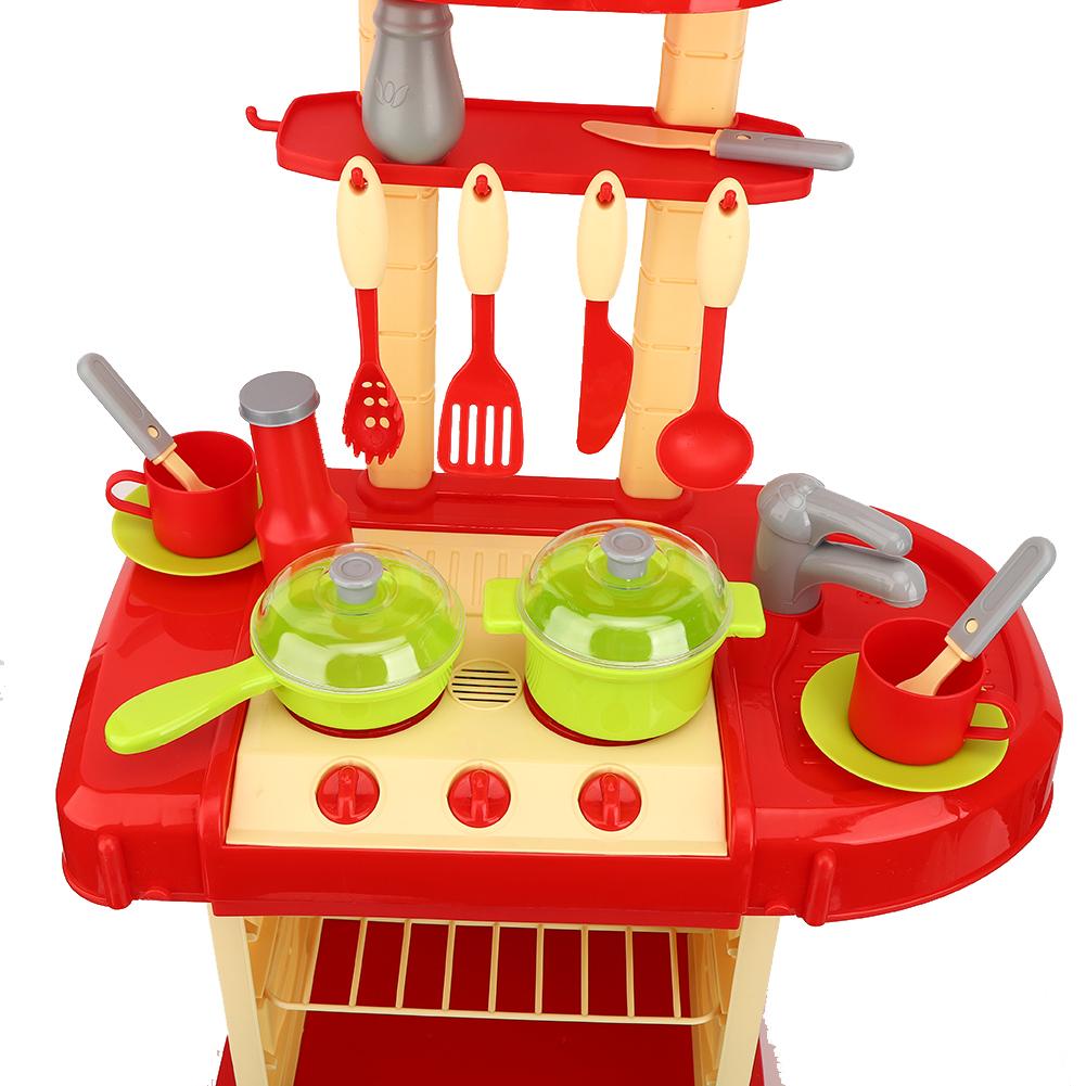 Simulation Kitchen Toy Set Children Cooking Tableware Toys with Light Sound Effect