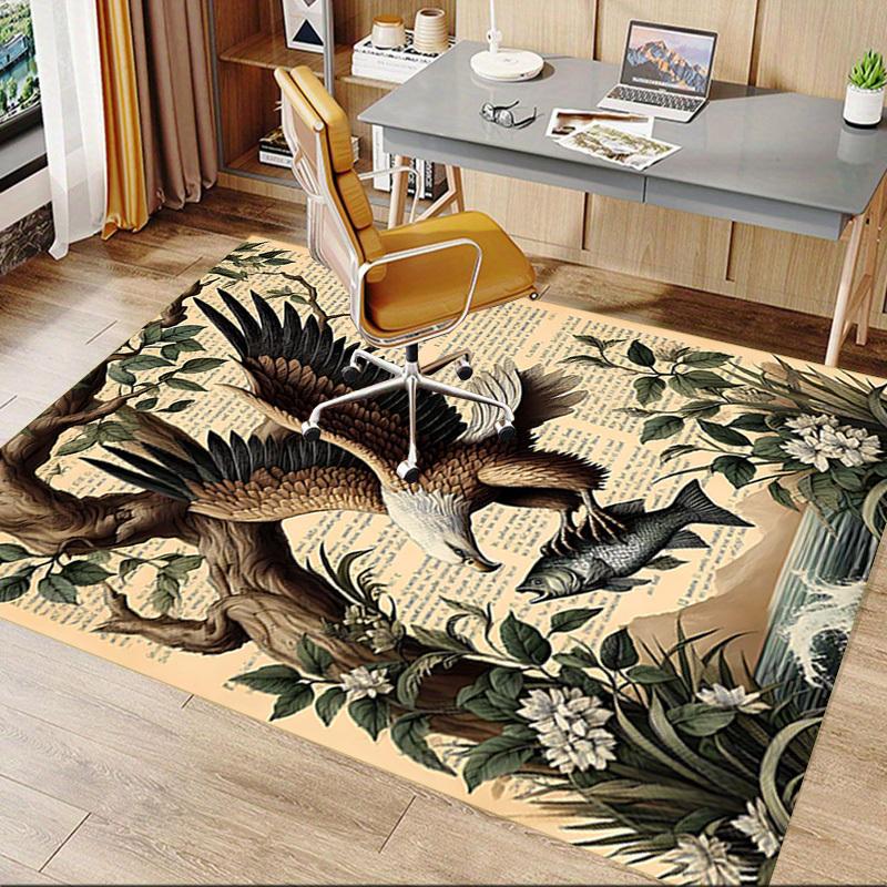 1PC Eagle Fish Non-Slip Floor Carpet Compatible for Office&Living Room&Dining room - Flat-Weave Machine- Soft & Pattern-E241