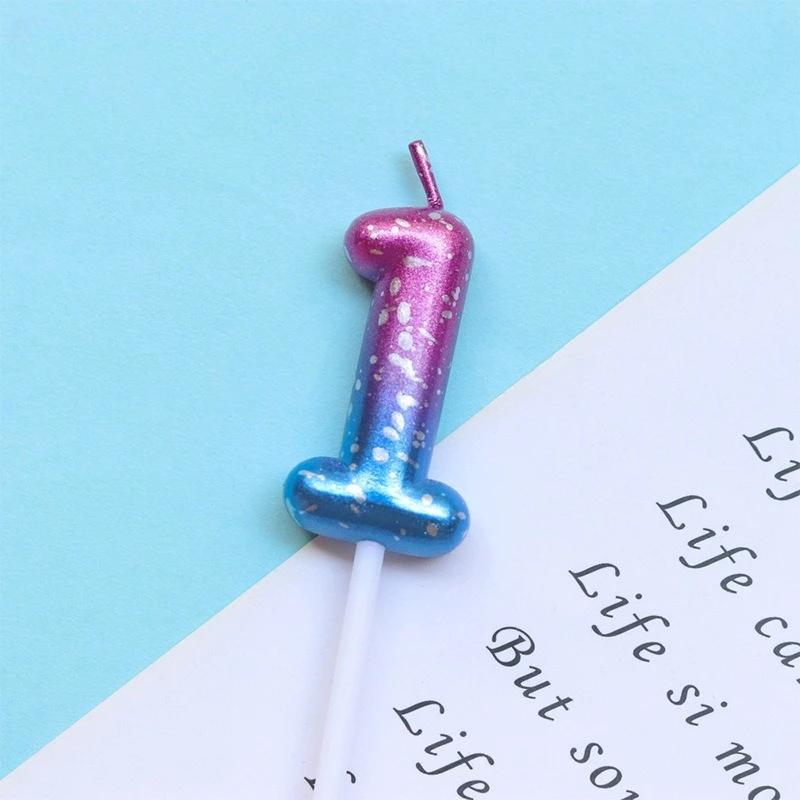 Happy Birthday Cake Decorated Interstellar Digital Colorful Candle Children's Delicate Candy Color 0-9 Number Candle Party Decor