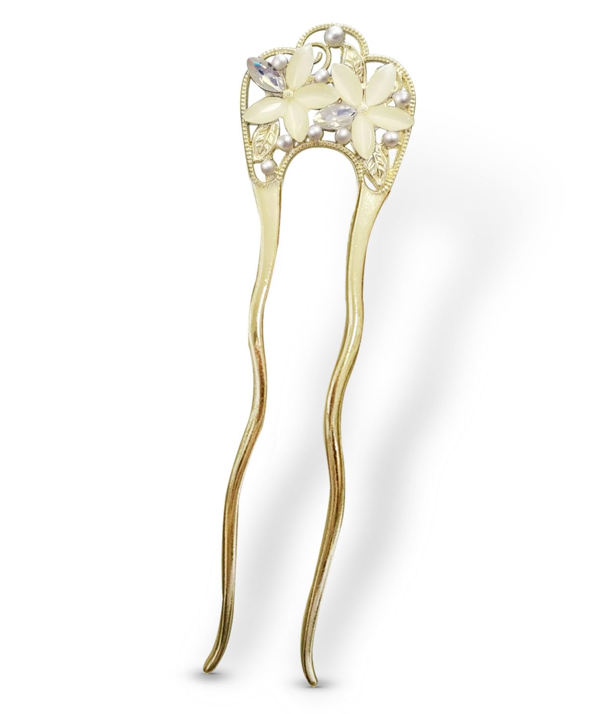 Baramoly Hair Ornament Kanzashi Hair Ornament for Formal Kimono, Double Pin, Fan-shaped, Double Pin, Japanese Style, U-pin, Pearl, Wedding, Furisode,