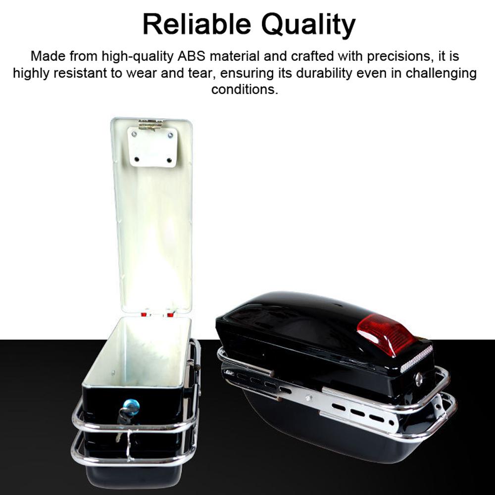 

Motorcycle Hard Saddlebags Universal Side Storage Box Rear Trunk with Light & Lock, 1 Pair чёрный