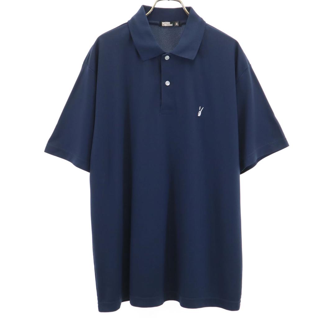 MONOCROM Back print Short sleeve Polo shirt XL Navy Men's Used
