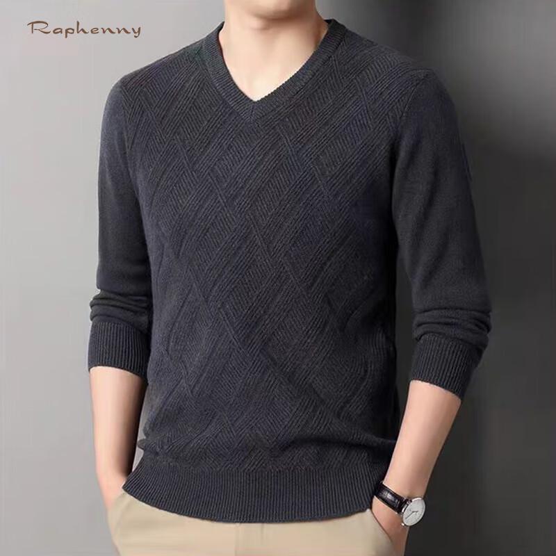 

Raphenny Men s V-Neck Jacquard Wool Sweater M