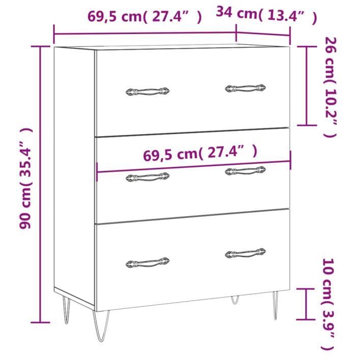 VidaXL Buffet Concrete Grey 69.5x34x90 Cm Engineered Wood 827848