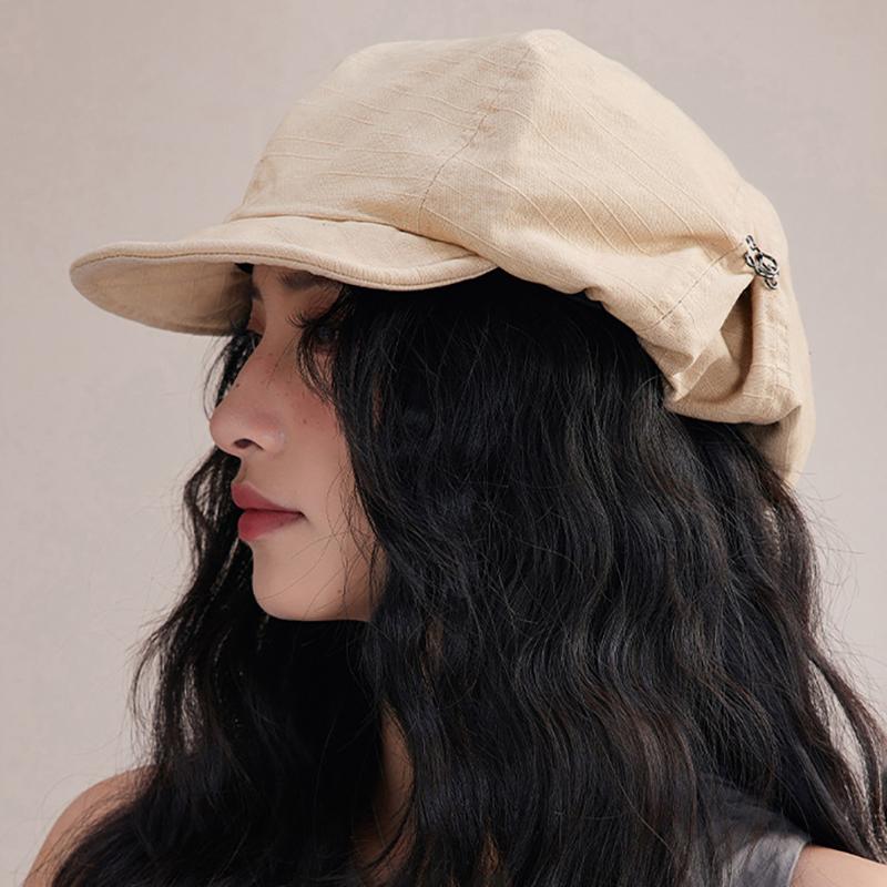 Vintage Japanese Beret Hat For Women Spring Summer Cotton Hemp Oversize Octagonal Hats Female Girl Soft Brim Newsboy Caps
