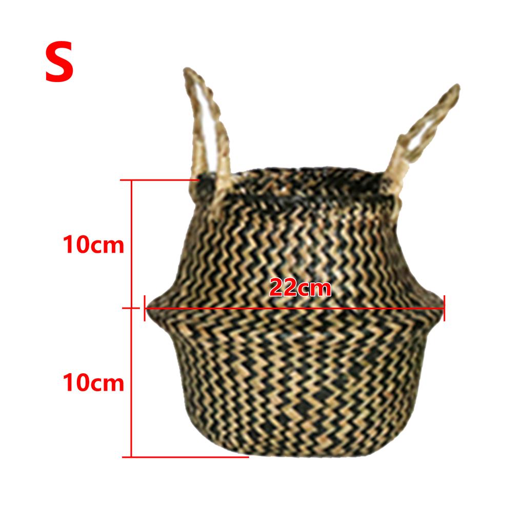 Seaweed Woven Flower Basket Woven Belly Basket Woven Basket Storage Basin Belly Basket Storage Flower Pot Basket