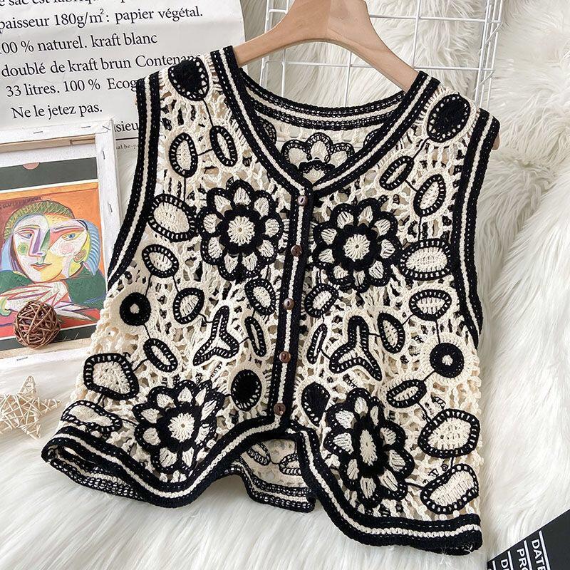 Women's Ethnic Embroidered V-Neck Sleeveless Vest/Cardigan