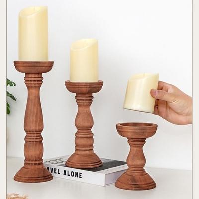 3PC Set New Style Retro Wooden Candle Holder Candle Container Desktop Decoration Home Decor Wedding Candle Holder Festival Gift