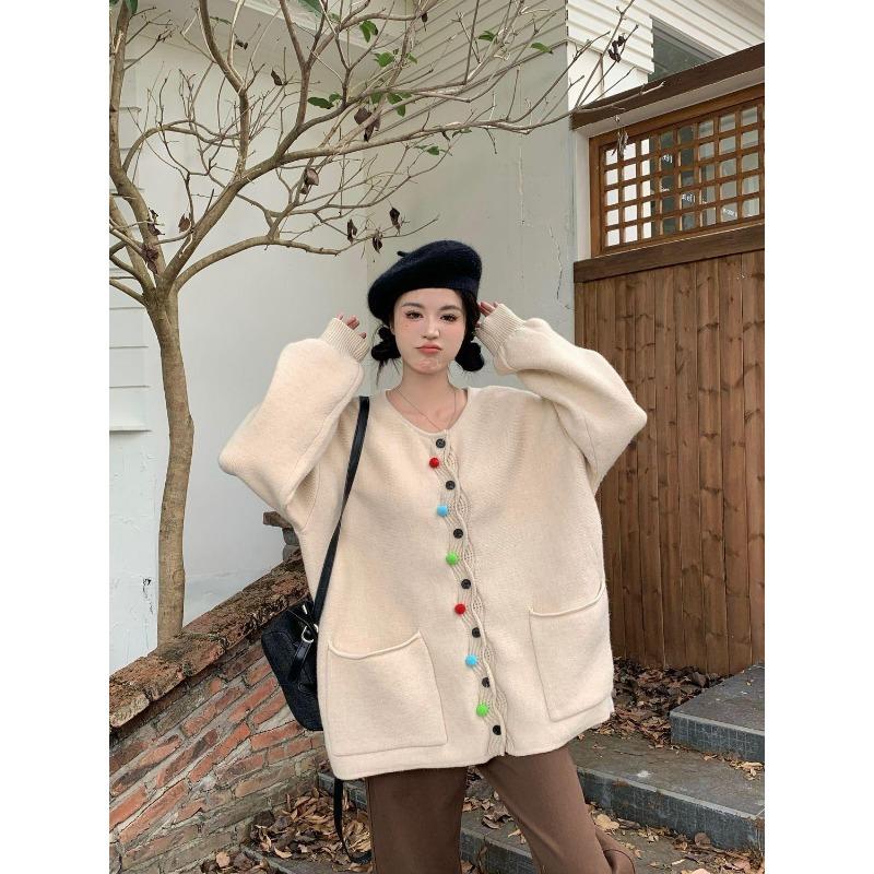 Large Size 2025 Autumn New Sweater Cardigan Soft, Sweet,Fashionable Loose Knit Jacket Top Women's Clothing