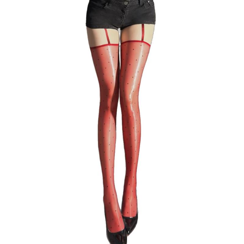 Women Stockings Aurora Polka Dot Printed Sockings Ultra-Thin Oil Shiny Long Tube Knee Socks Night Club Wear Exotic Lingerie