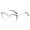 Trendy Glasses Frame Two-Color Flat Glasses Women'S Metal Anti-Blue Cat Glasses Frame Can Be Equipped With Myopia Glasses