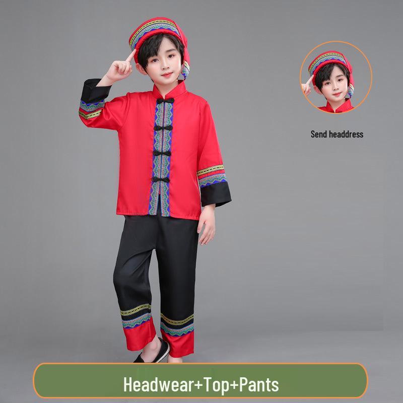 

Детский этнический костюм для выступлений для мальчиков и девочек: Мяо, Чжуан, Хани, Яо 160