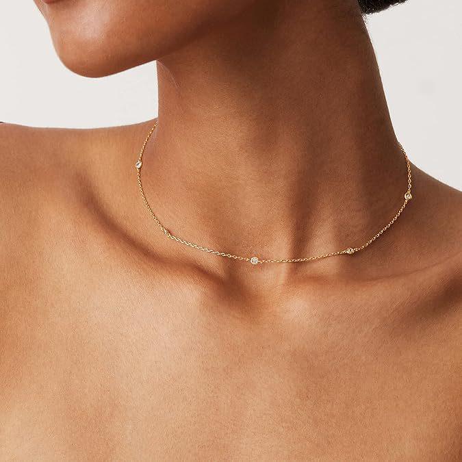 New Copper-Plated Rhinestone Gold Necklace: European & American Style for Women