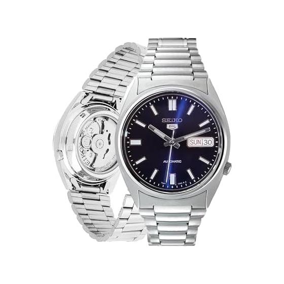 [Reimported model made in Japan] SEIKO SEIKO 5 wristwatch automatic back skeleton men s watch navy SNXS77K
