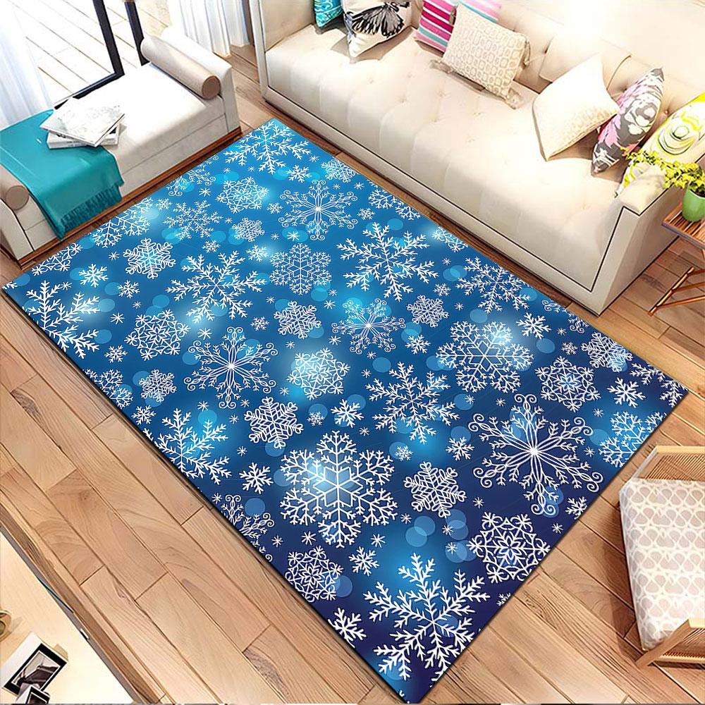 Winter Snowflakes Pattern Rug Patterned carpet, non slip mat suitable for living room and bedroom sofas